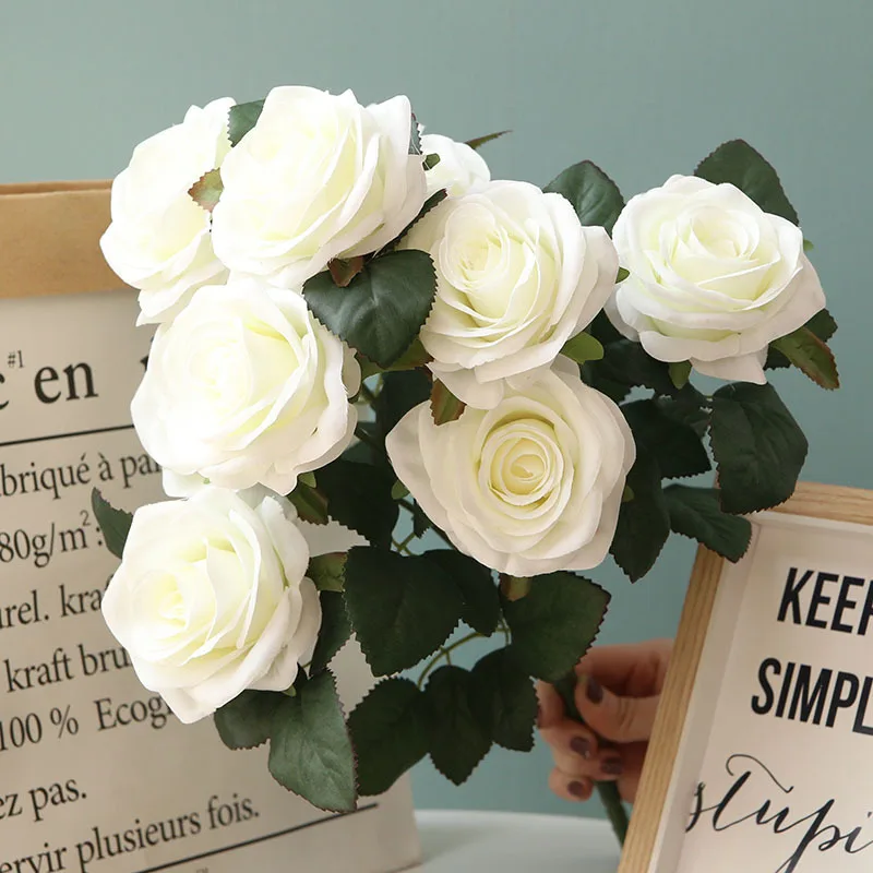 

10 head multi-layered artificial flower high-grade artificial rose flower home wedding Christmas decoration bouquet of rose