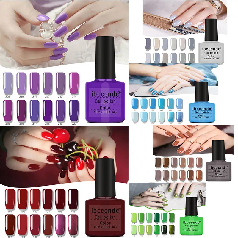 

IBCCCNDC 2019 New 12pcs 6 Styles Varnish Soak Off UV/LED Gel Nail Polish Set Crystal Phototherapy Nail Art Gels