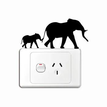 

IE-31 Mother And Baby Elephant Switch Sticker - Safari Wall Stickers - Baby Elephant Decal Home Wallpaper