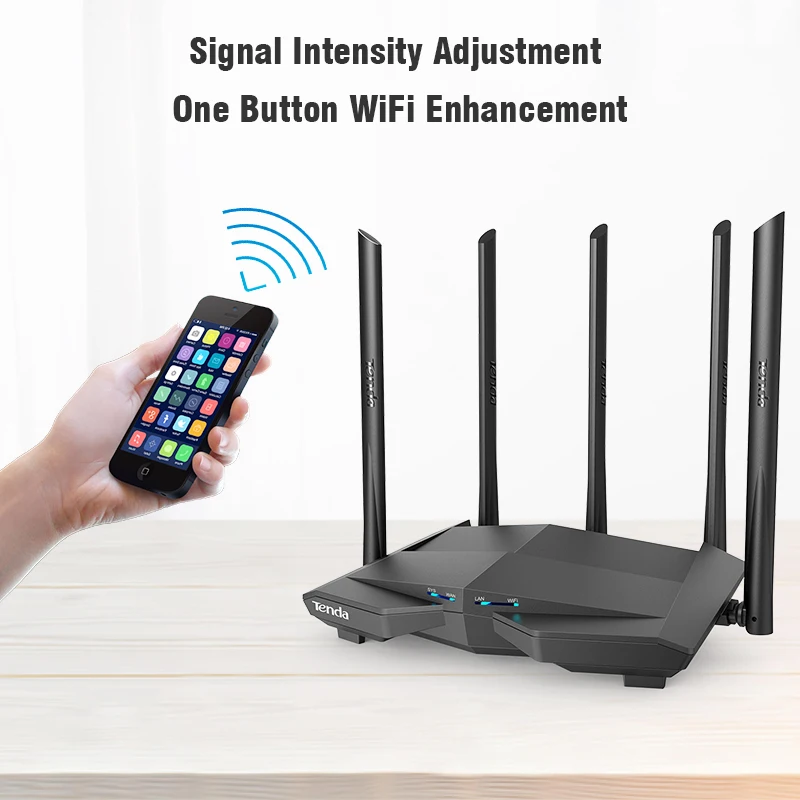 Tenda AC11 1200 Мбит/с двухдиапазонный Wi-Fi роутер 2,4G/5G Wifi повторитель 1 WAN+ 3 LAN гигабитные порты 5*6 dbi Антенна удлинитель 1 ГГц ЦП