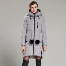 Европейские женские пуховые парки пальто с капюшоном приталенное зимнее теплое пальто женская верхняя одежда 3XL 4XL VF1083