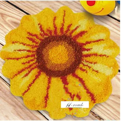 

DIY Carpet Rug Yellow Hook Rug Kits Crocheting Tapestry Sofa Decor Cushion Set for Embroidery Unfinished Floral Floor Mat