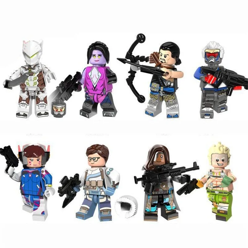 

8pcs/set Compatible Legoings Blocks Overwatching Figures Hunting McRae Half-Tibet Mad Rat Death D.VA Building Blocks Kids Toys