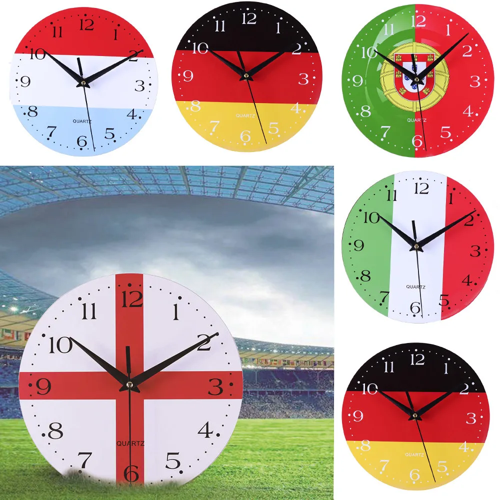 

Creative Wall Clock Home Wall Decoration round Shaped World cup Style Wall Watch Pointer Clock For Living Room Bedroom ins