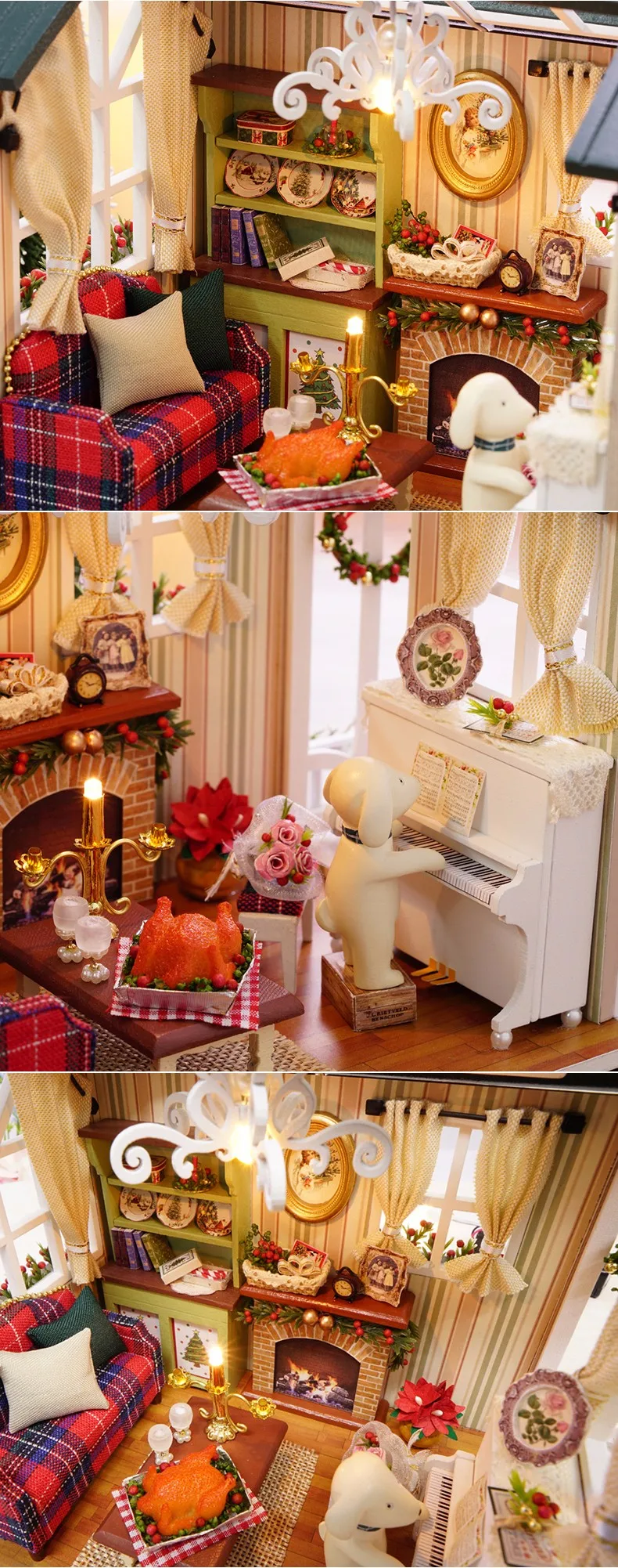 Мебель ручной работы кукольный дом Diy миниатюрный дом 3D Деревянный миниатюрный кукольный домик игрушки рождественский дом и подарок на день рождения z009