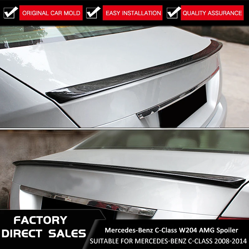 

AMG Style Carbon Fiber Spoiler Wing for Mercedes W204 C Class 2-door Coupe 2007 - 2011 C180 C200 C250 C300 Tail Boot Lip
