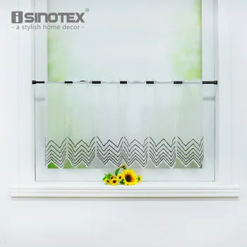 

Europe White Half-curtain Stripes Embroidered Coffee Curtain Balcony Kitchen Short Curtain Light Shading Roman Curtain Decor