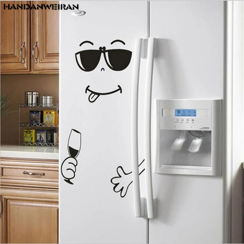 Sunglasses Smiling Face Waterproof Cartoon Wall Decals for Creative Home Decoration