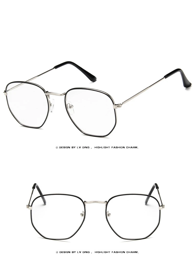 Xinfeite солнцезащитные очки Новая мода Полигональная металлическая оправа UV400 Солнцезащитные очки, прозрачные линзы обычные очки для мужчин и женщин X248