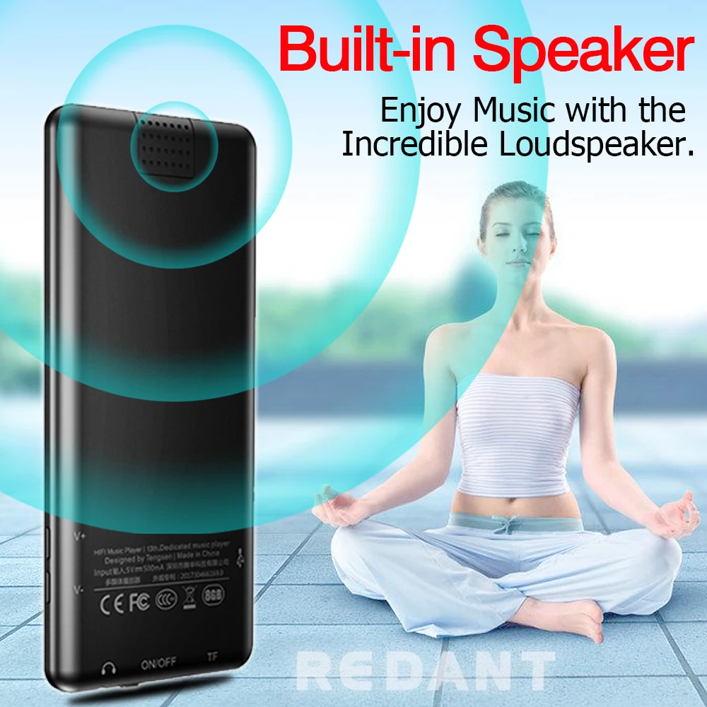 REDANT MP3 плеер с Bluetooth и наушниками сенсорные клавиши без потерь HiFi спортивный