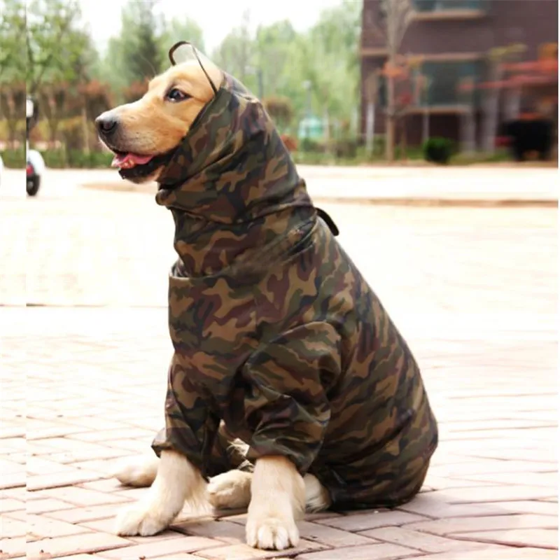 Camouflage Large Dog Raincoat Jumpsuit Clothes For Dogs Labrador