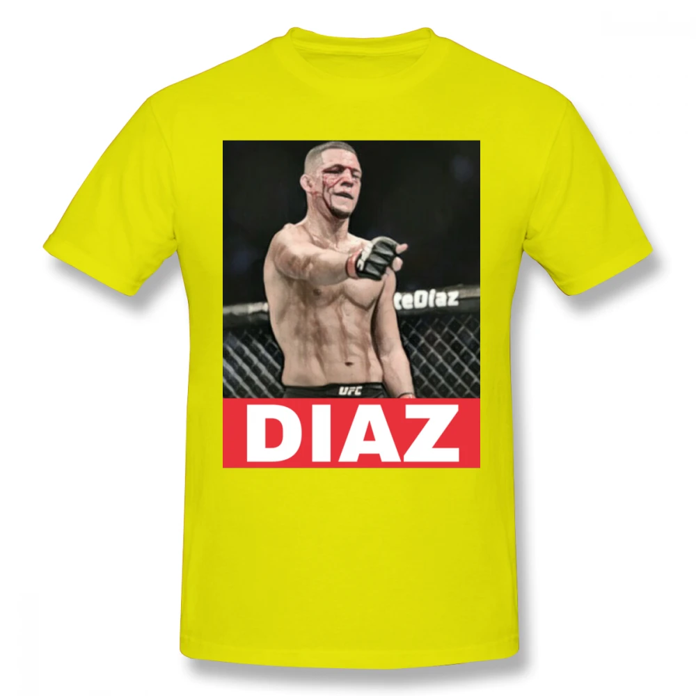 Awesome UFC MMA Fighter Nate Diaz футболка мужская с круглым вырезом и графическим принтом Camiseta футболка большого размера - Цвет: Цвет: желтый