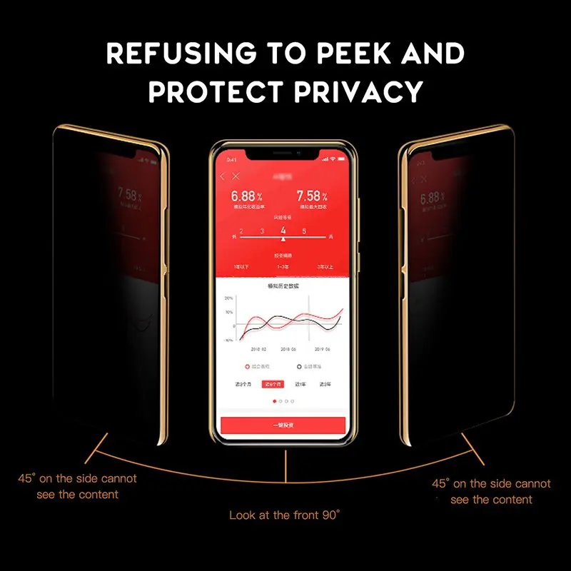 3D изогнутое полное покрытие анти защита от шпиона блики Защитное стекло для сохранения личной информации для iPhone X XS MAX XR 10 6 6 S 7 8 Plus 9 H закаленное стекло