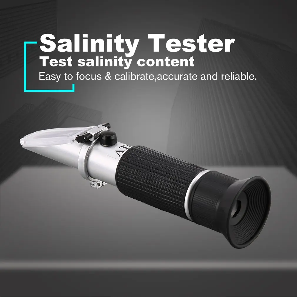 

Handheld Refractometer 0-32% Sugar 0-28% Salinity Concentration Optical Wine Content Meter Mini ATC Measuring Tester