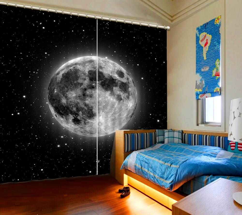

Europe style 3D Window Curtains For Bedding room world Curtains for living room Home Decoration