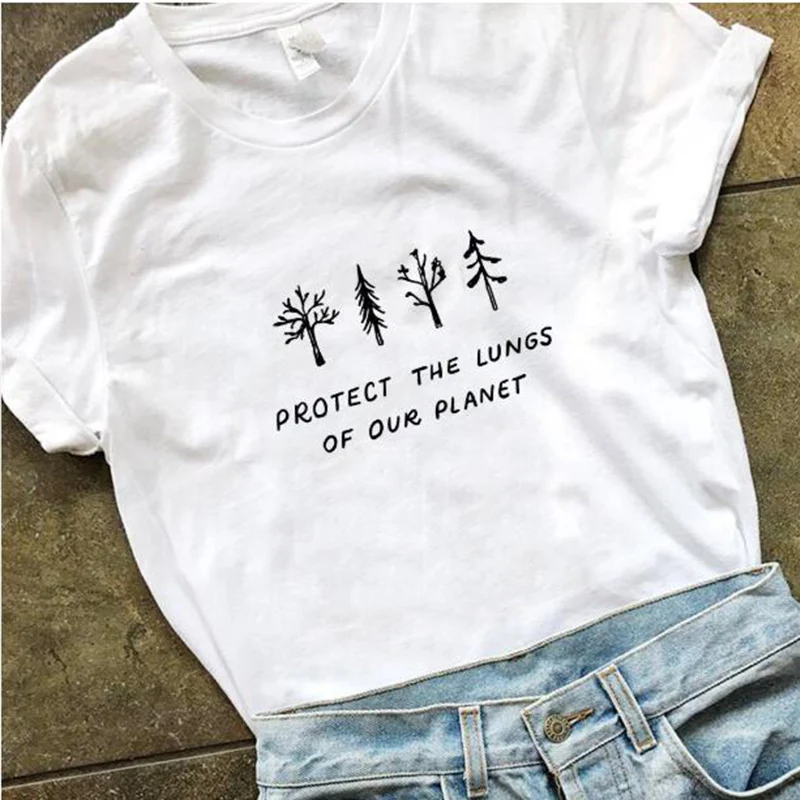

Protect The Lungs of Our Planet Tshirt Women Help More Bees Aesthetic Cotton T-shirt Crewneck Tops for Women Tee Drop Shipping