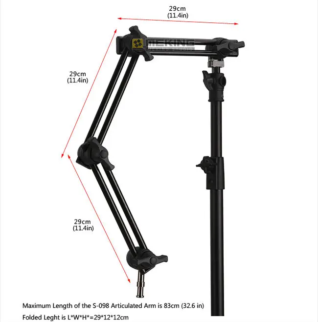 Selens M11-099 для фотостудии, трехсекционный регулируемый держатель, шарнирный кронштейн, раздвижная система расширения, светильник, подставка, аксессуары