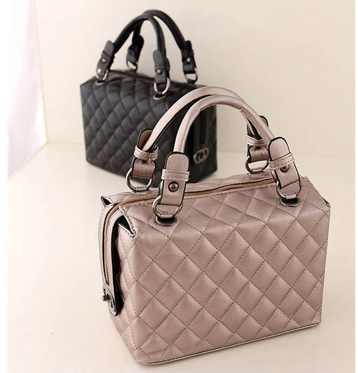 2015 new solid pu leather women handbags brand designer plaid shoulder bags small cosmetics case ...