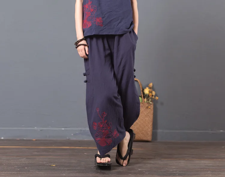 LZJN 2019 New Summer Women Sets Loose Tops and Pants Two Piece Suit Sets Women Casual Cotton Linen Tank Tops and Pants Set  (21)