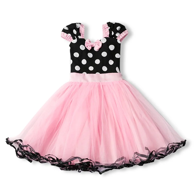 Нарядное платье принцессы Рапунцель, платье Минни маскарадный костюм Софии для девочек, вечерние платья на Рождество, Хэллоуин, одежда для детей от 2 до 6 лет - Цвет: Pink