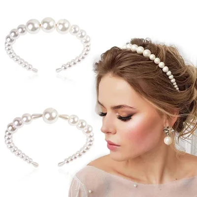 

2019 Statement Big Pearls Hairbands Elegant Headband Women Headwear Cute Pearls Bezel for Girls Hair Accessories