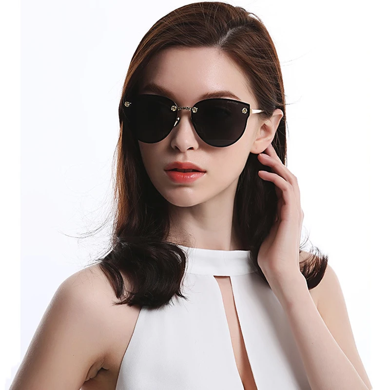 

New Arrival Fashion Polarized Sunglasses Women Eyewear Sun Glasses Beauty Ladies Outdoor Vintage Semi-Rimless Sunglasses Female