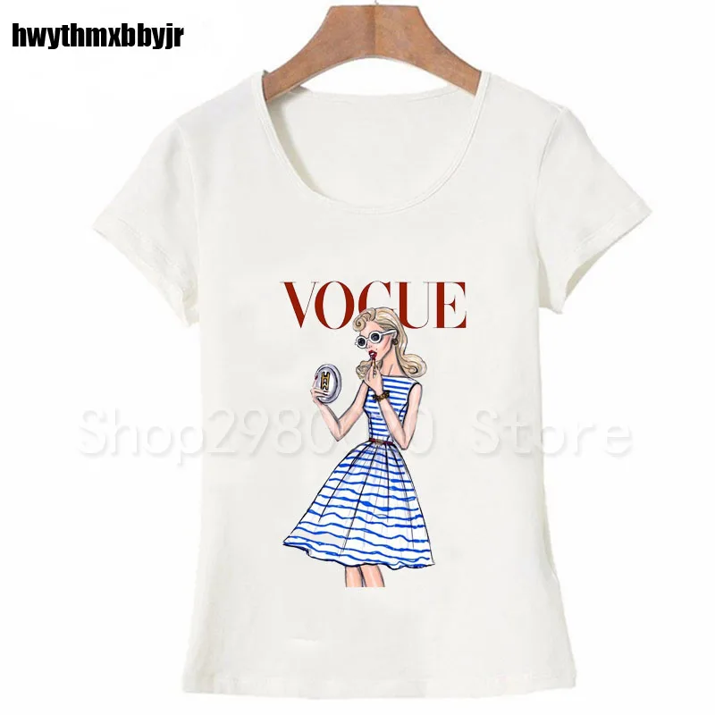 

Vintage Vogue Paris Black printing Girl Shirt summer fashion Women T Shirt novelty casual Tops hipster cool ladies Tee
