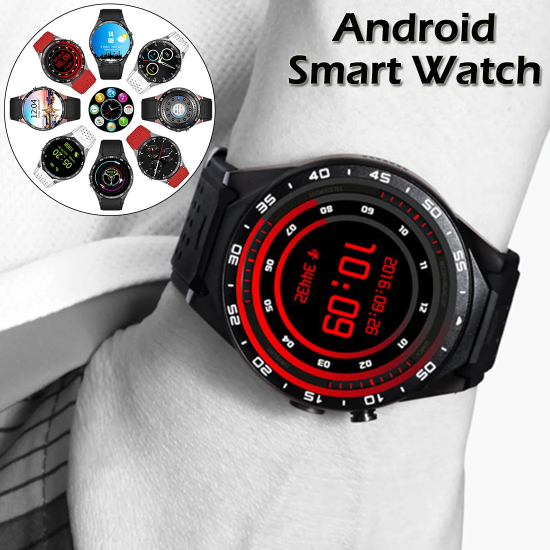  KW88 2MP HD kamera 3G Smartwatch BT4.0 + WiFi MTK6580 Quad Core 512MB 4GB GPS Schrittzähler Positio