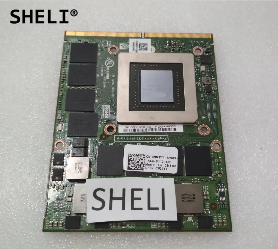 SHELI WG3YY CN-0WG3YY N15E-Q3-A2 K4100M 4GB GDDR5 VGA Video Graphics Card For M6700 M6800