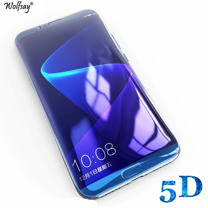 Wolfsay 1 шт. 5D изогнутая Защитная пленка для экрана Huawei Honor V10 закаленное стекло 5 99