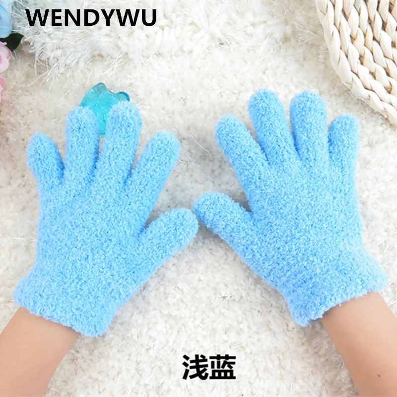WENDYWU2016 женские перчатки карамельный цвет коралловые кашемировые перчатки бархатные Детские однотонные теплые перчатки для детей от 3 до 8 лет