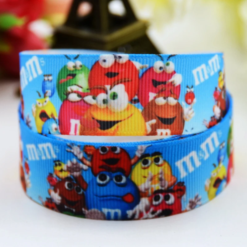 

7/8'' (22mm) Ruban satin M&M's bean Cartoon Printed Grosgrain Ribbon DIY sewing supplies Bow hair accessories X-00903