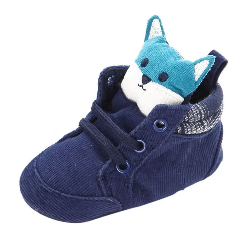 Тапочки для малышей; Осенняя обувь для детей для мальчиком и девочек с животными кружевная обувь из хлопковой ткани, которые делают первые шаги; противоскользящая мягкая подошва 1 пара