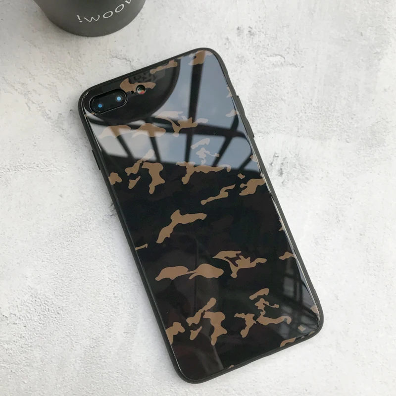 Европейский Американский стильный тренд военный камуфляж мобильный чехол для телефона закаленное стекло армейский зеленый пустынный камуфляж Задняя стеклянная оболочка