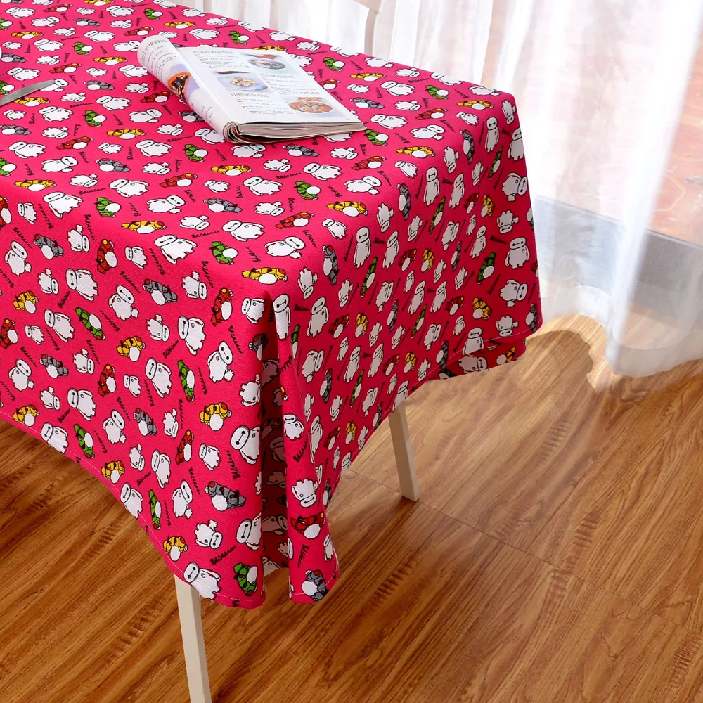 

Latest High Grade Eco-friendly Rose Red Cartoon Baymax Table Cloth Super Hero Table Cover on Desk Dinner Kids Room Decoration