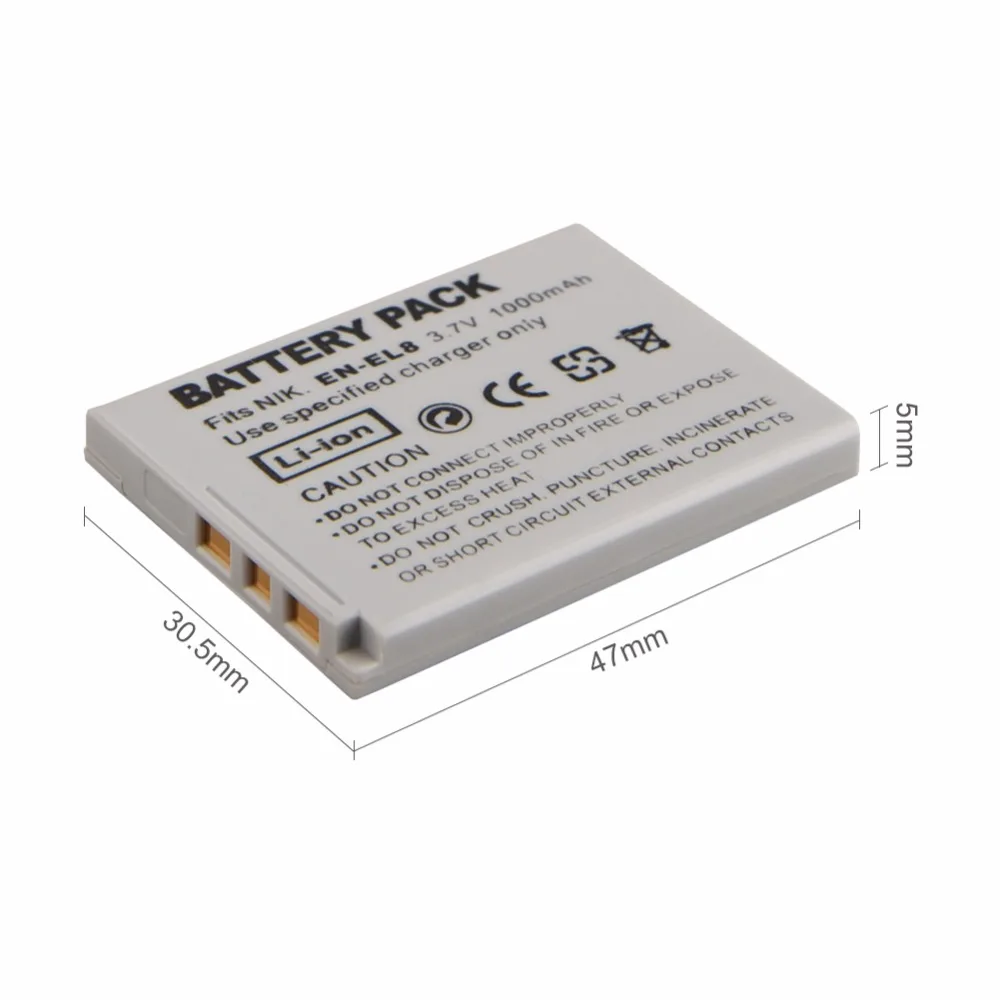 1000mAh EN EL8 ENEL8 Camera Battery for Nikon Coolpix S52 S51 S51c S50