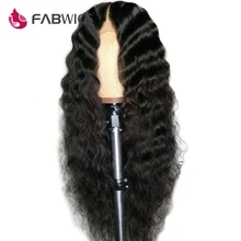Fabwig глубокая волна Синтетические волосы на кружеве натуральные волосы парик 180% Плотность натуральные волосы парики с ребенком волосы бразильский Реми Синтетические волосы на кружеве парик