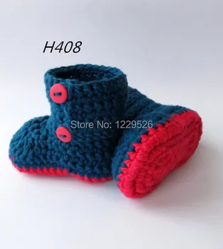 

Baby booties, Crochet booties, Baby Shoes, Infant Booties, Toddler Shoes. Indigo and red color