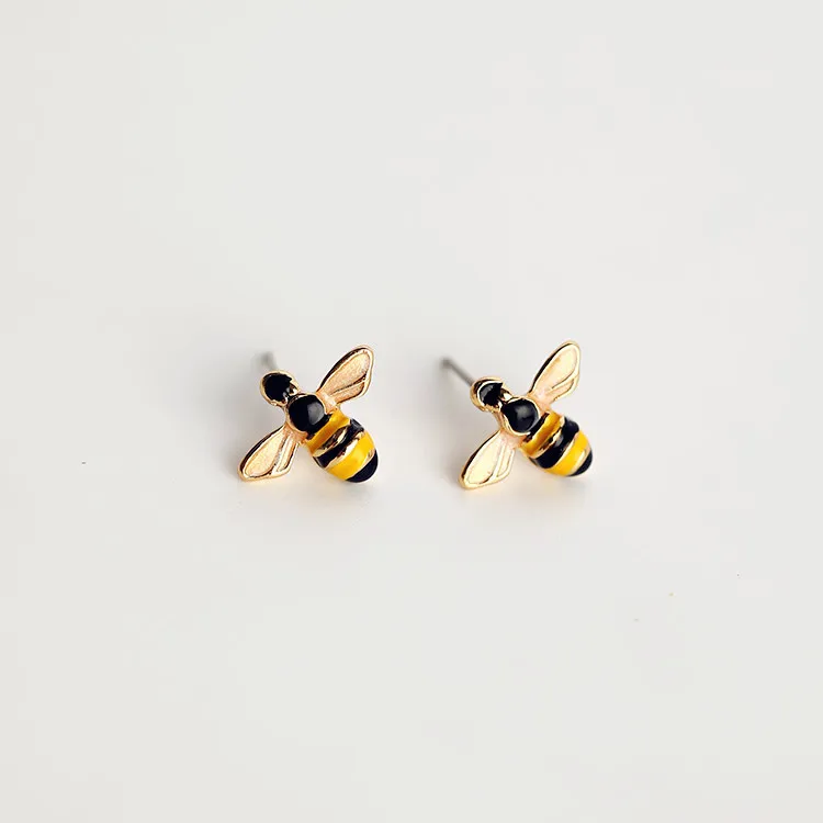 AOMU, милые, желтые, черные, маленькие, в форме пчелы, длинные, массивные, висячие серьги для женщин, простые, милые, Букле д 'Орель, пенданте, Femme - Окраска металла: A