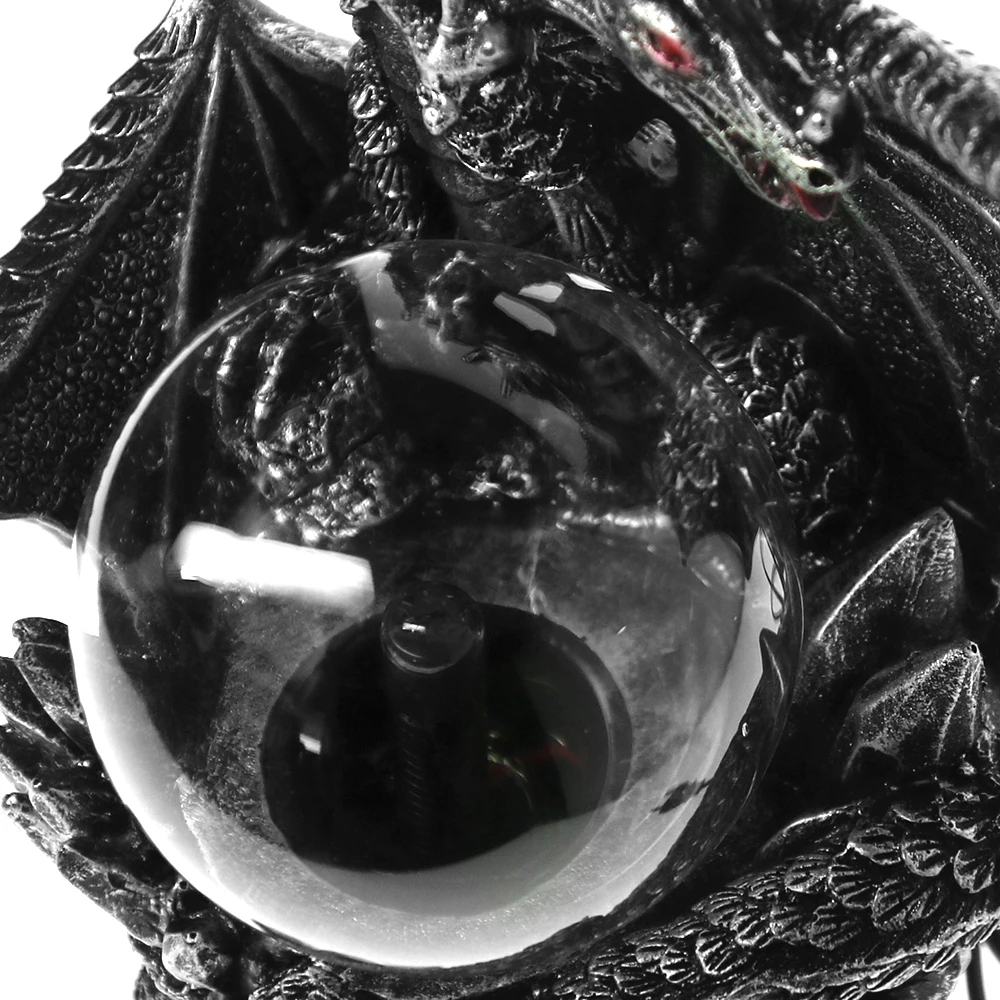 Medieval Dark Dragon Guardian Novelty Desk Lamp Touch Responsive Electric Night Lamp Plasma Ball Statue Magical Light