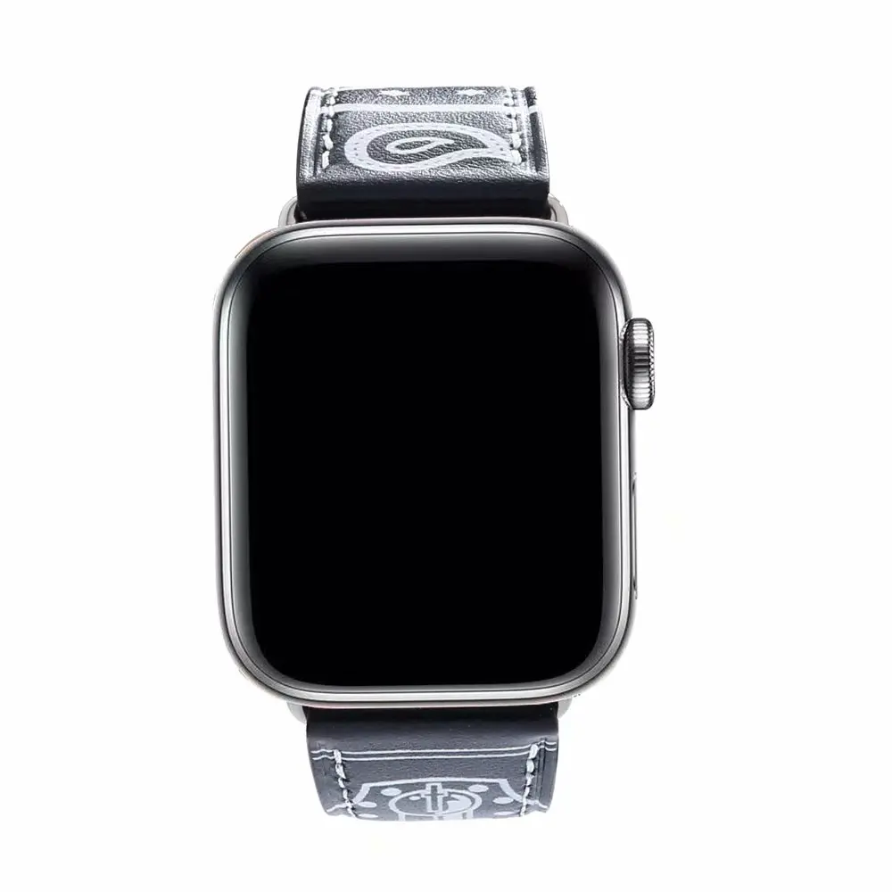 4 цвета кожа лента с принтом для Apple Watch группа 44/42/40/38 мм Замена браслет браслеты для Iwatch 4/3/2/1