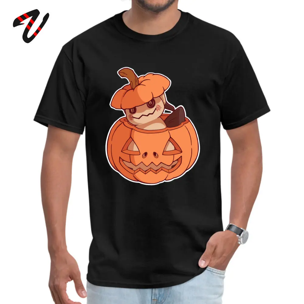 Halloween Mimikyu Normal Top T-shirts for Men Pure Cotton Summer Autumn Tops Shirt Clothing Shirt Short Sleeve Classic Crewneck Halloween Mimikyu 26608 black
