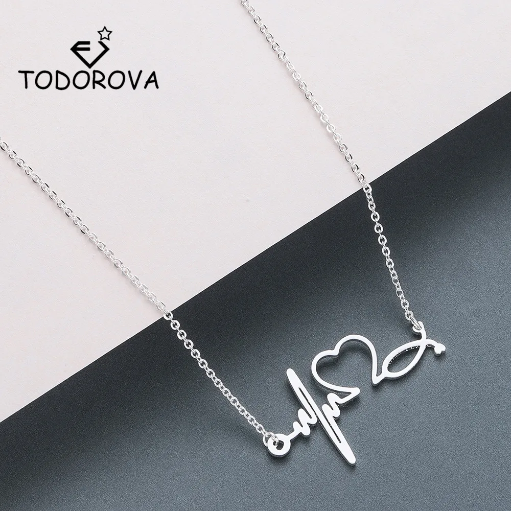 Женское колье стетоскоп Todorova из нержавеющей стали с сердечком и кулоном подарок