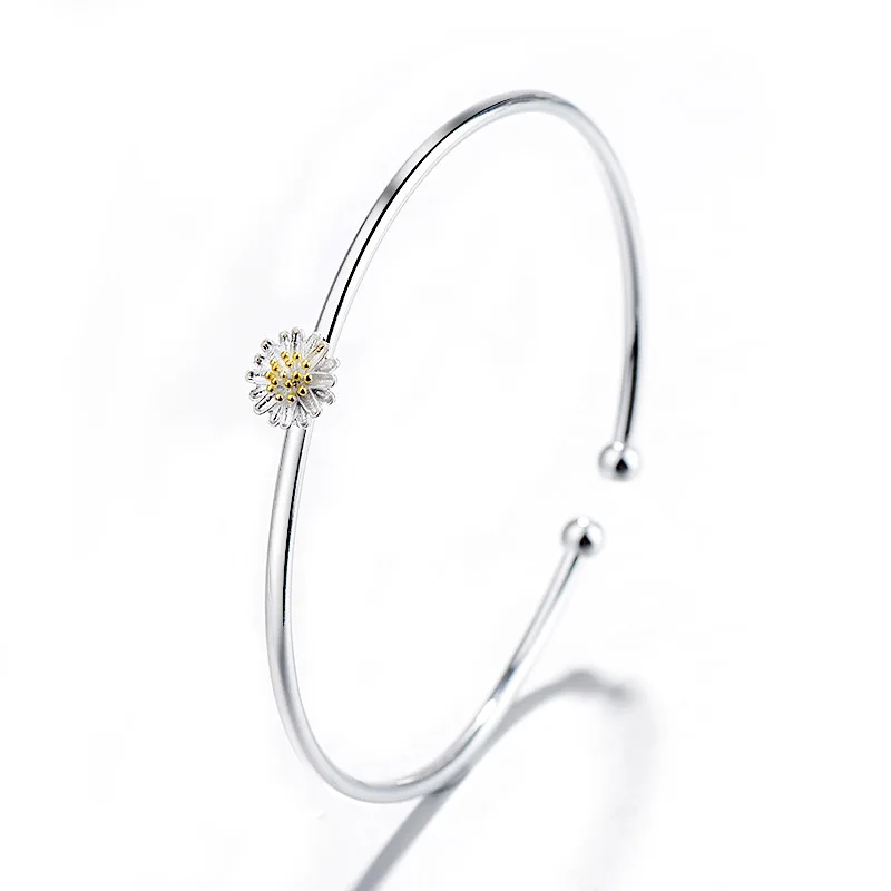 925 пробы Серебряный цветок маргаритки очаровательные ожерелья и подвески серьги кольцо браслет набор украшений для женщин чокер воротник dz738