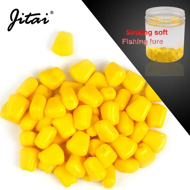 

JITAI 100pcs/lot Soft Plastic Smell Sillicone Corn Carp Fishing Sinking Corn Lures Artificial Corn Set Carp Feeder Fishing Pesca