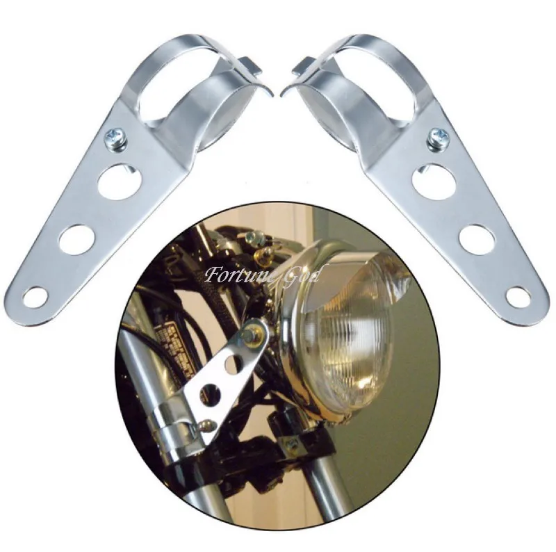 Chroming Headlight Mount Bracket Clamp Holder Metal Clip Fit 34mm 46mm
