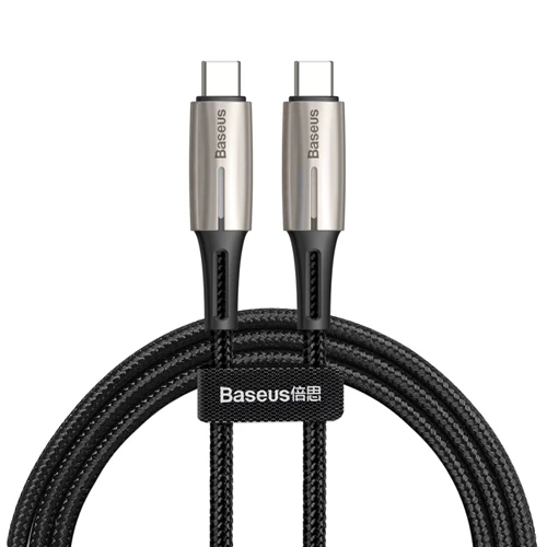 Кабель Baseus PD 60 Вт USB C к usb type C для MacBook Pro Xiaomi mi 9 8 Red mi K20 Pro светодиодный кабель type C Quick Charge 4,0 PD USB-C - Цвет: Черный