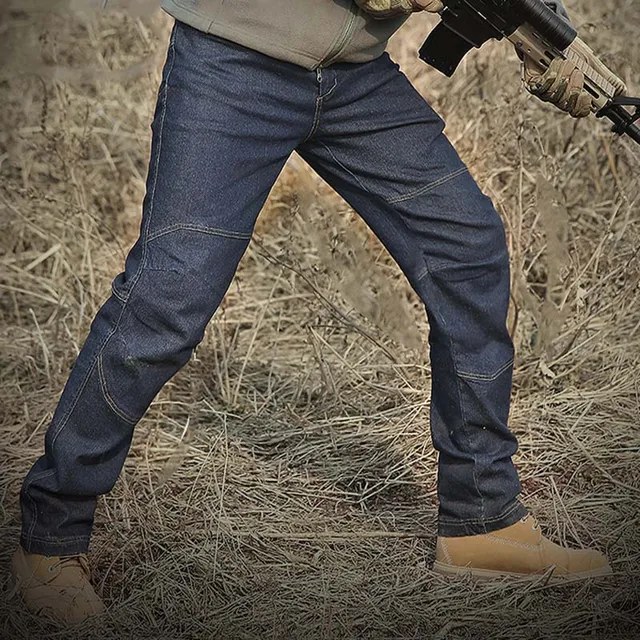 2018 New SWAT Military Style Cargo Jeans Men Casual Motorcycle Denim