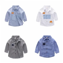 Для Маленьких Мальчиков Модные хлопковые кот полосатый обстрел с длинным рукавом Одежда весна-осень Топ Дети Лидер продаж одежда рубашка