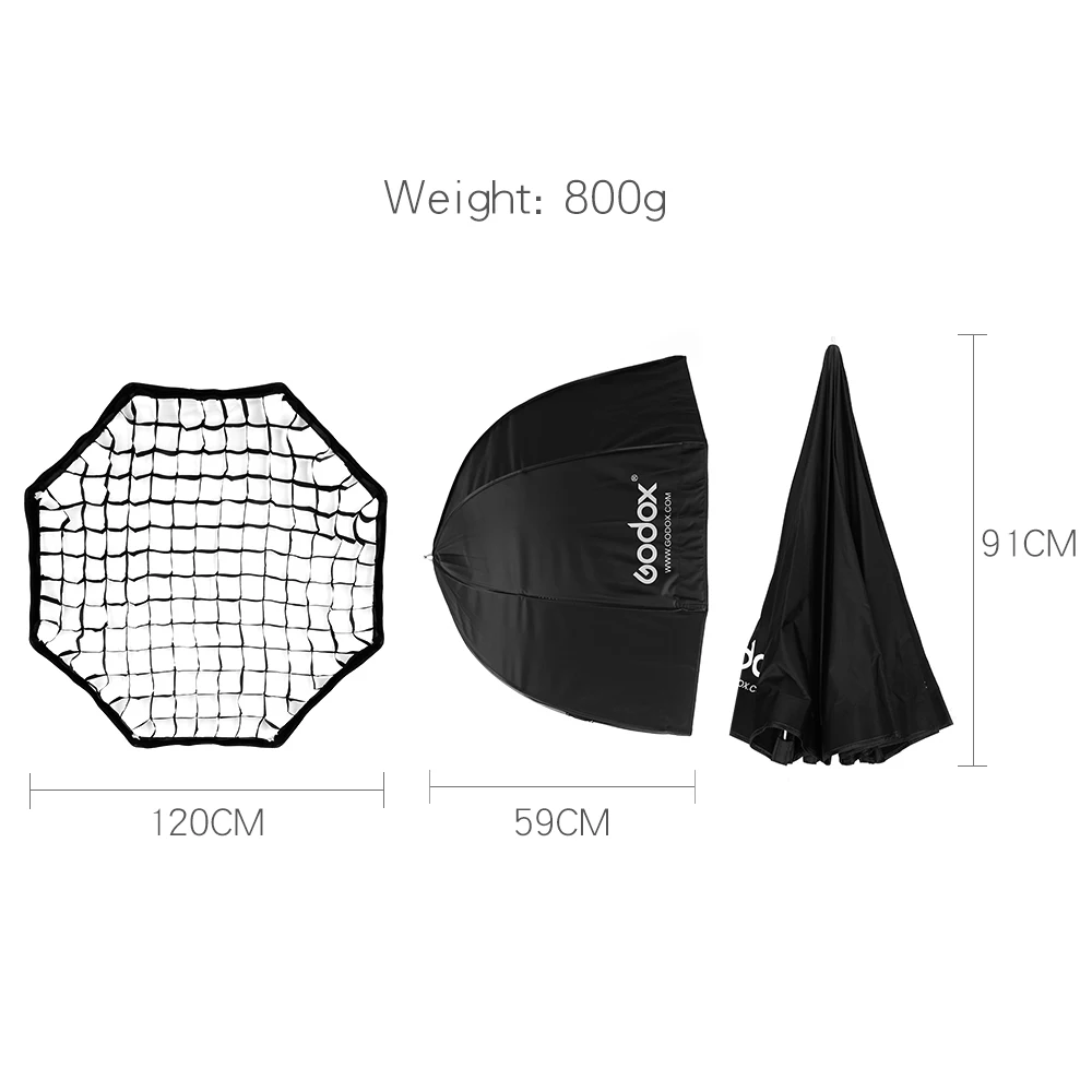 Godox портативный 120 см/4" зонтик+ сотовая Сетка фото софтбокс Отражатель для вспышки Speedlight